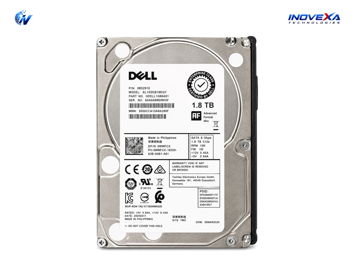 Dell 1.8TB 10K RPM SAS 12Gbps Enterprise Hot-Plug HDD